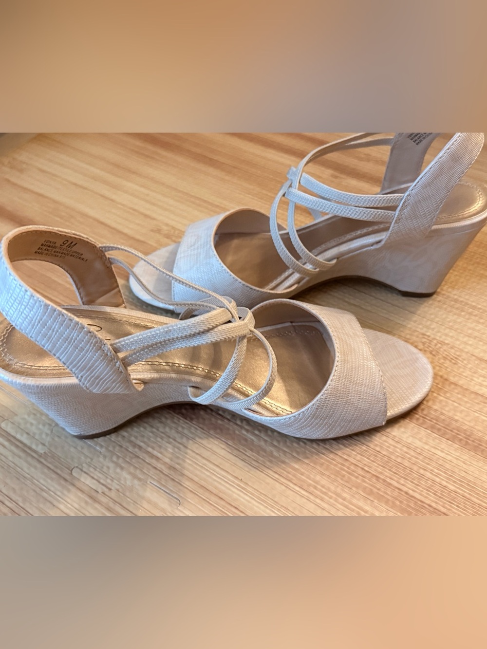 IMPO Beige Sand Wedge Sandals Size 9